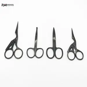 Black Plasma Stainless Steel Manicure Nail Scissors Cuticle Curved and Fancy Scissors Sharp Blade Top Quality Nail Scissors