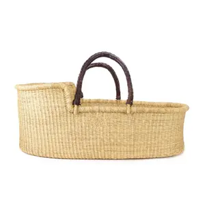 High quality nice price natural color woven seagrass moses baskets for kids changing basket from Vietnam