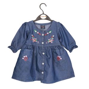 Robe en jean brodée pour filles - Bleu foncé - Product Image 1