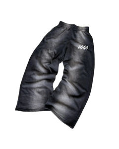 Pantalon de survêtement évasé surdimensionné personnalisé pour hommes, noir, poids lourd, éponge française 500 g/m², jambe large, pantalon évasé décontracté - Product Image 1