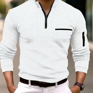 High Quality Men's for POLO Shirt Checker <b>Checkered</b> Stand Collar Quick Sell New Spring Sports Breathable <b>Top</b> Arm Zipper Solid - Product Image 3