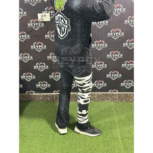 Conjunto de chándal bordado desgastado lavado ácido para hombre de la mejor oferta, sudadera con capucha y cremallera de alta calidad, pantalones de chándal Acampanados para invierno transpirable - Product Image 6