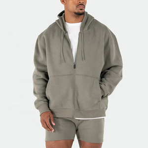 Sweat à capuche zippé intégral pour homme, coupe décontractée, personnalisable, hiver, épais, en coton et polyester, respirant, écologique - Product Image 4