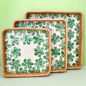 Neutral Color Rattan Serving <b>Tray</b> With Round Shape Great For Coastal Decor Minimalist <b>Kitchens</b> And Everyday Entertaining - Product Image 6