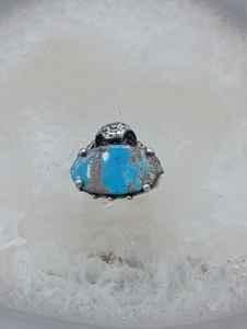 Anillo de Serpiente Plateado Hecho a Mano con Piedra Estilo Turquesa de Alta Calidad de Estambul para Boutiques y Minoristas - Product Image 3