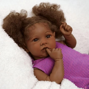 Babeside Saski 20'' Reborn Puppe mit Afro Haar – Stoffkörper Kaffeefarbene Haut Baby Mädchen, Großbestellung - Product Image 3