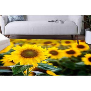Tapis imprimé en 3D motif tournesol jaune, grand tapis épais, cadeau personnalisé, avec poils doux - Product Image 2