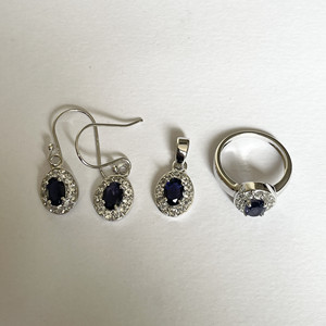 925 Sterling Silver Shah Gems Women's <b>Set</b> Natural Iolite and White Topaz <b>Gold</b> Plated for Wedding and Party - Product Image 3