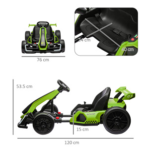 HOMCOM-Kart eléctrico para niños de 6 a 12 años, 24V, 12 km/h, con asiento ajustable, color verde - Product Image 3