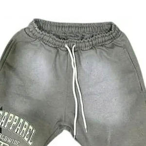 Conjuntos informales para hombre, camiseta sin mangas de punto de dos piezas con borde crudo y pantalones cortos de sudor lavados con ácido, conjuntos de pantalones cortos personalizados - Product Image 6