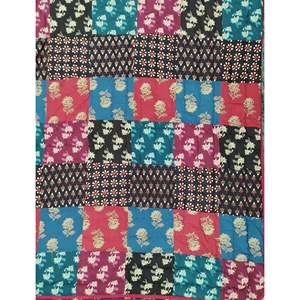 Colcha Kantha Tradicional Estampada a Mano, Colcha de Algodón con Parches Florales para Invierno y Verano, Colcha Individual Hecha a Mano - Product Image 1