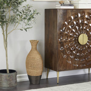 Cilindro contemporáneo, jarrón moderno de algas marinas, elegante decoración nórdica de mesa grande, acento moderno para el hogar - Product Image 5