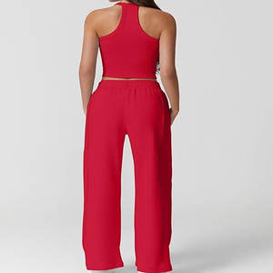 ชุดวอร์มถักแบบลำลองสำหรับผู้หญิงกางเกงวอร์มใส่วิ่งสำหรับฤดูหนาวและเสื้อครอปท็อปเทคนิคซักลายพื้น - Product Image 2