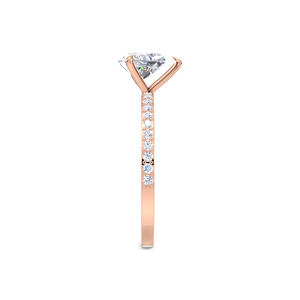 แหวนหมั้นเพชรทรงลูกแพร์ 1 กะรัต สำหรับผู้หญิง ทอง 9K สีเหลือง ขาว และโรสโกลด์ ประดับเพชรแบบ Pave Band แหวนแต่งงานสำหรับเจ้าสาว - Product Image 3