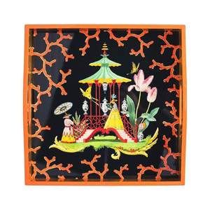 The Courtship Lacquer Square Tray Birds Heron Lacquer Square Tray Food Vegetable Vajilla Artículos y piezas decorativas Best 2024 - Product Image 2