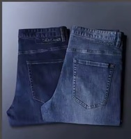 Erkek Resmi Orta Bel Normal Kalıp Pamuklu Spandeks Kot Pantolon Lazer Yıkama ve Dijital Nakışlı