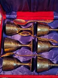 แก้วไวน์ทองเหลืองโบราณสลักลายทำมือ ถ้วยโลหะสำหรับดื่มเครื่องดื่ม ของตกแต่งบาร์โบราณ ของขวัญแต่งงาน ของตกแต่งโต๊ะอาหารแบบคลาสสิก - Product Image 4