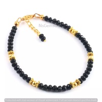 Magnifique Bracelet Perlé de Guérison Chrétienne en Jade Noir, Rondelles Facettées Plaqué Argent, Cadeau Unisexe Adorable HG-517 Hayaat
