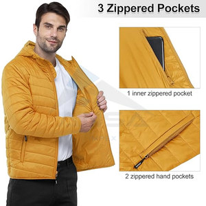 Custom Designed Men's Hooded Puffer <b>Jacket</b> High <b>Tech</b> Insulation Lightweight Water Resistant Winter <b>Wear</b> Bulk Supplier Factory - Product Image 3