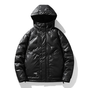 Veste à capuche chaude couleur pure visage lumineux pour hommes haut de gamme tendance polyvalent hiver Offre Spéciale femmes amoureux Logo personnalisé décontracté - Product Image 1