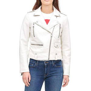 Blouson aviateur en cuir véritable pour femmes avec poignets et ourlet côtelés Veste aviateur décontractée en peau de mouton pour l'automne Veste en cuir pour femmes - Product Image 2