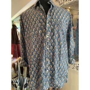 Camisa Casual y de Etiqueta para Hombre, 100% Algodón, Estampada a Mano, Tela Popelina, Transpirable, Corte Ajustado, Talla XL, Color Verde Azulado - Product Image 4