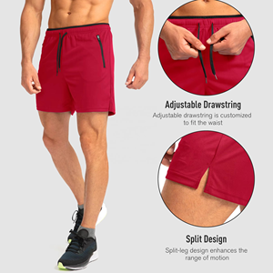 Shorts de course pour hommes Elite, tissu à séchage rapide, shorts d'entraînement de gym avec poche zippée cachée, OEM disponible - Product Image 2