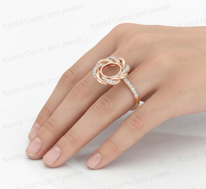 Nuevo Anillo de Plata de Ley 925 Maciza con Baño de Oro Rosa de 18k, Engaste de Bisel de 7mm, Diseño Trenzado, Circonita Cúbica, Ecológico, Sin Níquel, para Bodas - Product Image 6