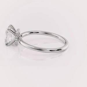IGI Certified Radiant Shape Lab Created Diamond Engagement <b>Ring</b> Solid 925 Sterling Silver Hidden Halo Bridal <b>Ring</b> - Product Image 3
