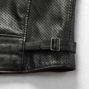 Gilet de motard en cuir de vachette véritable pour homme, design personnalisé, gilet de motard en cuir de haute qualité, col montant, modèle 2026 - Product Image 4