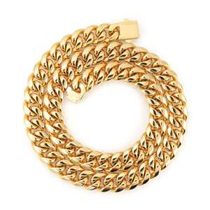 Cadena Cubana de Oro de 14K de 14MM y Pulsera de Eslabones Finos - Product Image 6