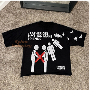 Boxy Fit <b>T</b> <b>Shirts</b> For Men's Custom Screen Pint 320 GSM 100% Organic Cotton <b>Cropped</b> <b>T</b> <b>Shirt</b> For Street Wear Skater Style <b>T</b> <b>Shirt</b> - Product Image 5