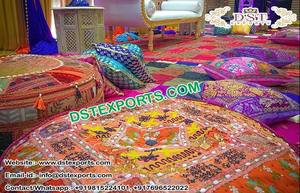 Colorful Handmade <b>Poufs</b> for Wedding Decoration Traditional Style Mehndi Night <b>Poufs</b> for Seating Traditional Indian <b>Poufs</b> Decor - Product Image 6