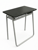 Bureau d'étudiant moderne de haute qualité avec pieds en métal en forme de U, étagère en métal perforé écologique, compact, en bois stratifié pour l'école