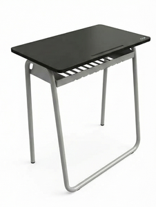 High Quality Modern U Leg Single Student <b>Desk</b> Eco-Friendly Perforated Wood Shelf <b>Compact</b> Laminate Wood Frame School Hotel - Product Image 2