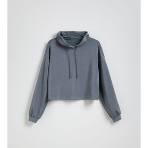 Sudadera Corta Extra Grande para Mujer |   Sudadera con Cierre de Algodón |   Sudadera Corta Estilo Urbano - Product Image 4