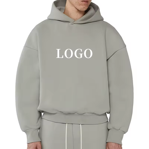 Venta al por mayor en blanco 500 GSM boxy mens Hoodie de alta calidad de algodón de gran tamaño Streetwear Hoodie recortada Drop Shoulder Hoodie - Product Image 5