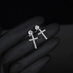 IGI Certified 14K <b>Solid</b> Gold Luxury 925 <b>Silver</b> Moissanite <b>Earrings</b> Brilliant Cut VVS Moissanite Diamond Hip Hop Style for Women - Product Image 2