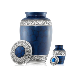 ชุดโถเพลิงศพแบบแกะสลัก 5 ชิ้นสําหรับเถ้ามนุษย์ - ผู้ใหญ่ 1 คน + ของที่ระลึก 4 ชิ้น ขนาดโทเค็น สีฟ้า - Product Image 1