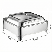 Chauffe-Plat Commercial en Acier Inoxydable pour Buffet et Banquet, avec Couvercle en Verre, Idéal pour Hôtels, Restaurants et Traiteurs