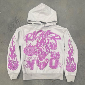 เสื้อฮู้ดเทอร์รี่สำหรับผู้ชายแนวสตรีทแวร์ผ้าฝ้ายเฮฟวีเวตซักกรดซีดจางพร้อมพิมพ์ดิจิตอลสำหรับฤดูหนาววินเทจ - Product Image 2