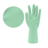 Gants de lavage de vaisselle modernes pour cuisine, en coton doublé, épaisseur moyenne 17 mil, en caoutchouc souple vert pastel, imperméables, coupe droite