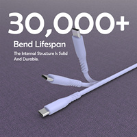 Cable USB-A a Lightning de Silicona, Cable de Carga Suave de 3A con Carga Rápida para Teléfono Móvil, Conductor de Cobre Puro Blindado