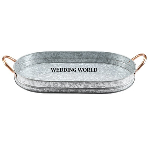 Ensemble de trois plateaux de service galvanisés de forme ovale, vaisselle de service faite à la main, plateau de service en métal de luxe design le plus vendu - Product Image 6