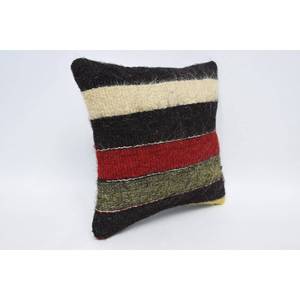 Coussin décoratif de luxe en laine multicolore Kilim 18x18 pouces Motif vintage tissé Feuilles 12x12 Coussin patchwork inversé - Product Image 3