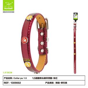 Collar para Perro de Cuero Sintético Patentado con Elegante Colgante de Hueso y Huella para Dueños de Mascotas con Estilo - Product Image 2