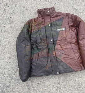 Wholesale Streetwear Men's Leather Puffer <b>Jacket</b> Color Block design Trending essential Winter Wear Bomber style Puffer <b>Jacket</b> - Product Image 4