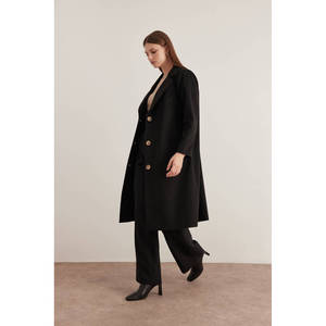 Abrigo Reversible Cruzado Negro para Mujer, Estilo Cola de Golondrina, Cortavientos, Impermeable, Transpirable, Formal, Otoño Invierno, Talla XL - Product Image 3