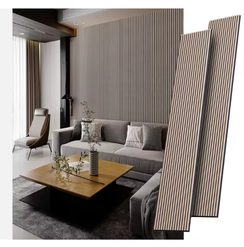 Modern European Polyester Acoustic Wood Wall Panels Soundproof Veneer Finish for Interior Walls Ceilings Decor CE Certified