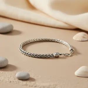 Bracelet en chaîne tressée en or 18 carats et argent 925 avec diamants pour femmes, à porter au quotidien, bracelets tennis, joncs, plaqué rhodium, motif floral - Product Image 2